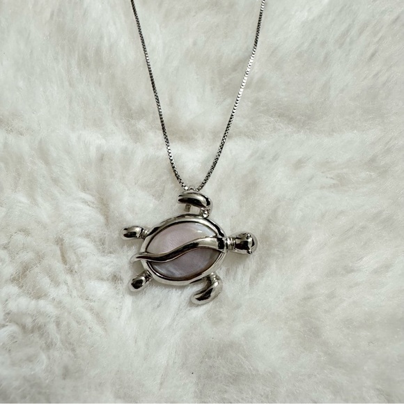 Sterling Silver 925 Sea Turtle Pendant Necklace 18” Italy - Picture 2 of 6